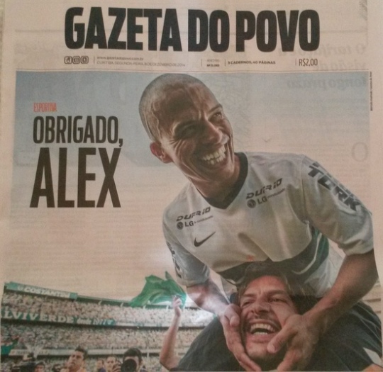 Capa do jornal Gazeta do Povo no dia após o jogo de despedida
